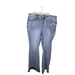 Judy Blue High Waisted Flare Jeans Medium Wash Raw Hem 22W